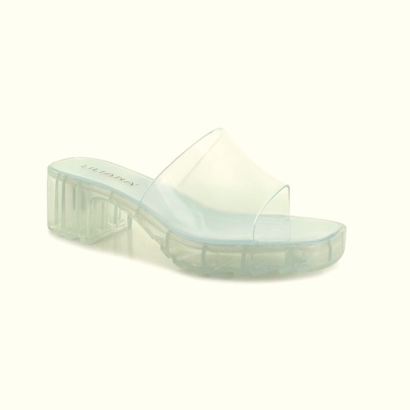 Liliana Shoes - Clear Chunky Block Heel Slides